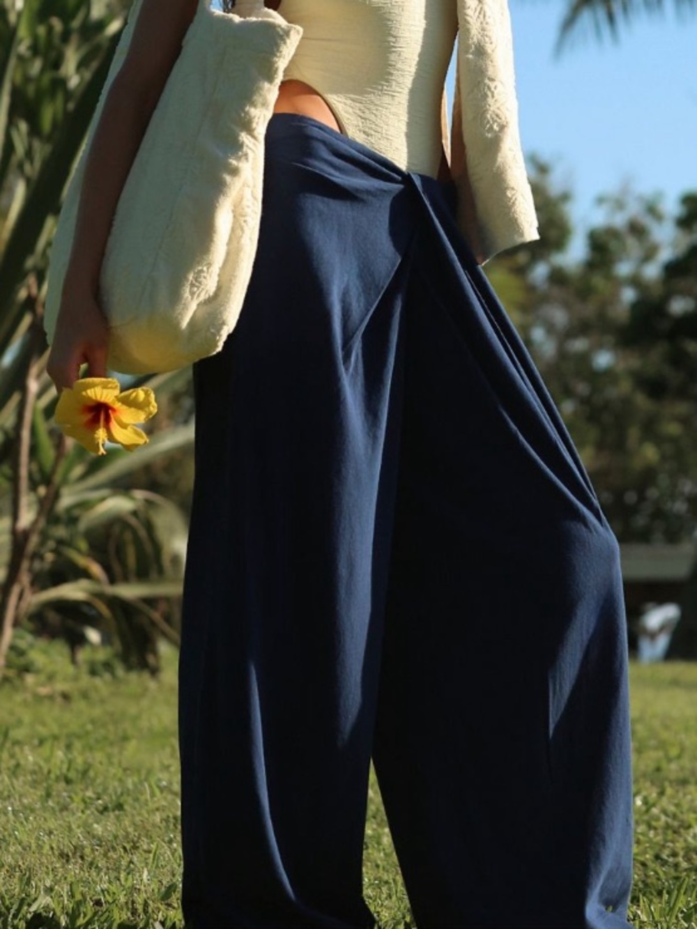 Free People free-est Sarong Pants Poseidon Navy Blue XS